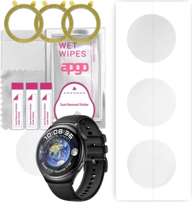 Produktbild von apgo 3 Stück Schutzfolie, klar, kompatibel mit Huawei Watch 4 Smartwatch, Hydrogel Displayschutzfolie mit Positionierhilfe, Displayfolie, robust und kratzfest