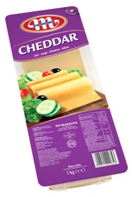Zdjęcie produktu dla Mlekovita Ser Cheddar plastry 1kg