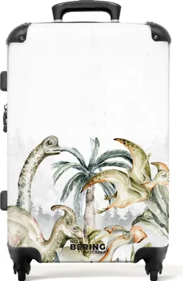 Obrázek produktu pro NoBoringSuitcases.com® Velký kufr - Dinosaurus - Příroda - Akvarely - Chlapci - Děti - Kombinovaný zámek TSA - Pevná skořepina na kolečkách - 72 litrů - Cestovní kufr - 66 cmKufr střední 67x43x25 cm, 72L,