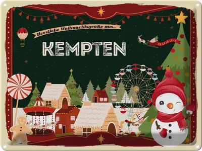 Produktbild von vianmo Blechschild 30x40 cm Weihnachtsgrüße aus Kempten Weihnachten