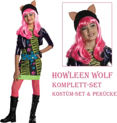Produktbild von Howleen Wolf Kinder Kostüm & Perücke - Monster High - Größe: L / 140-146 (8-10Jahre)