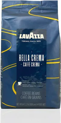 A bag of Lavazza Bella Crema Caffe Crema coffee beans.
