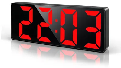 Digitale LED-Wekker, 17 cm Display, rot, Schlummerfunktion, USB/Batterie