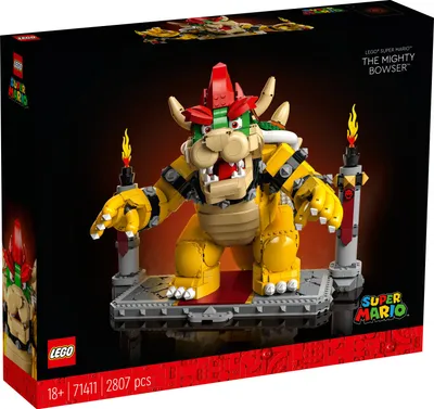 Produktbild von LEGO 71411 Super Mario Der mächtige Bowser, 3D-Modell-Bausatz, großes Set mit beweglicher Figur zum Sammeln, inkl. Duellplattform, Geschenkidee für Fans zum Austellen als Zimmer-Deko