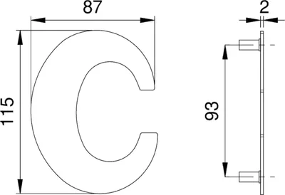 Immagine prodotto di Numero civico lettera c VA ma 110 mm L.87 mm EDI