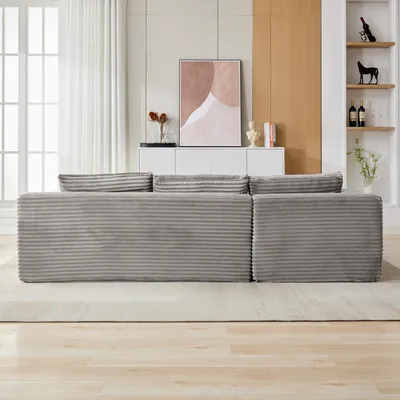 Produktbild von Ecksofa Modernes Samtcord Schlafsofa, Sofa klein L-Form Couch 3-Sitzer Ecksofa, Zweisitzer+Chaiselongue, kleine Wohnlandschaft
