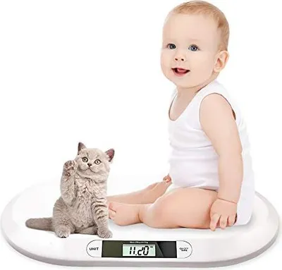 Produktbild von VINGO Babywaage Babywaagen  Flach Digitalwaage Stillwaage Tierwaage, fuer Neugeborene bis 20kg mit LCD-Display, Tara Funktion, automatische Abschalt, Weiss (56cm x 35cm x 4.5cm)