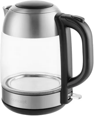 Produktbild von Concept RK4080, 1,7 l, 2200 W, Schwarz, Edelstahl, Durchscheinend, Glas, Edelstahl, Überhitzungsschutz, Drahtlos