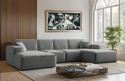 Produktbild von Kaiser Möbel Sofa U-Form Siena, U-förmiges Ecksofa, Stoff Salvador Grau