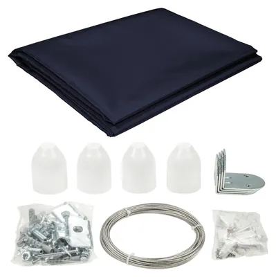 Produktbild von sunprotect 12552 Seilspann-Markise Komplett-Set, 3,3 x 1,4 m, Sonnenschutz für Pergola Wintergarten Terrasse, dunkelblau, 48-teilig (1 Set)