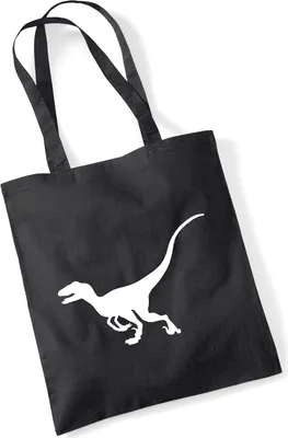 Produktbild von Huuraa Jutebeutel Velociraptor Dinosaurier 10 Liter Black Baumwolle Tasche Geschenkidee