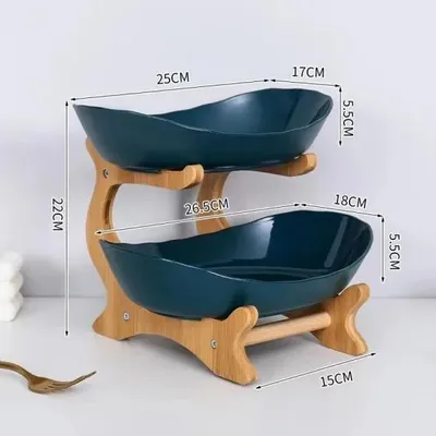 Produktbild von Obstschale & Servierplatte - 2-stöckige Etagere - Kunststoff - Oval - Zerlegbar - Waschbar - Für Obst, Snacks, Süßigkeiten