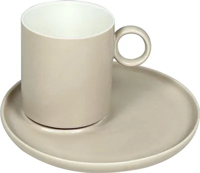 Image de Tasses à café élégantes 12 pièces en porcelaine avec soucoupe - 220 ml Taupe