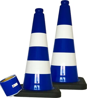 Produktbild von UvV Absperrband blau/weiß 100m inkl. 2x Leitkegel 50cm blau/weiß
