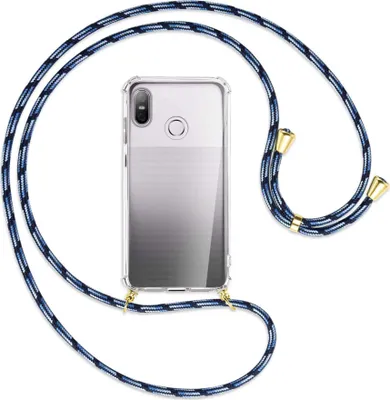 Produktbild von Handykette Backcover-Schutzhülle mit Band (Metall goldfarben) für HTC U12 life - Blautöne