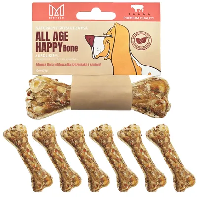 Produktbild von Set von 7x Knochen mit Kaninchen und prebiotic Mersjo 10 cm - für Welpen und Senioren