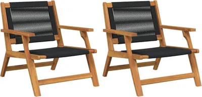 Image de vidaXL Meuble de jardin 2 pcs noir 78 x 67 x 73cm bois massif acacia