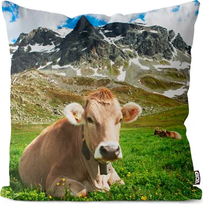 Produktbild von VOID Kühe Weide Berge Kissenbezug Kissenhülle Sofakissen Kissen Deko Outdoor-Kissen Dekokissen