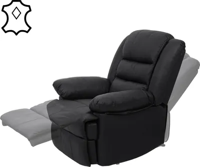 Immagine prodotto di Poltrona TV HWC-G15, poltrona reclinabile, pelle + Pelle finta 101x87x100cm ~ nero
