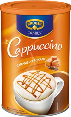 A can of Krüger Family Cappuccino Caramel-Krokant.