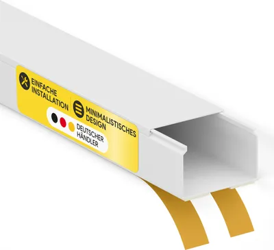Produktbild von Kabelkanal aus hochwertigem PVC weiß Selbstklebend 2m - 1 Stück - 40x25mm