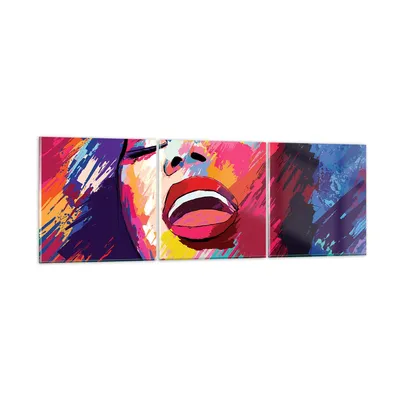 Produktbild von Bilder auf glas - Frau Abstraktion - 120x40cm - Glasbilder - Wandbilder - Kunstdruck - zum Aufhängen bereit - Wanddekoration aus Glas - Glas Bilder - Wandbild auf Glas - 3 Teile - GCA120x40-4019
