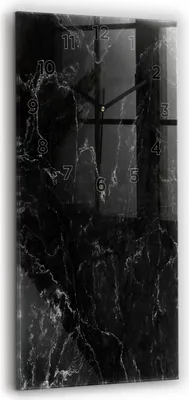 Produktbild von Wallfluent Wanduhr – Stilles Quarzuhrwerk - Uhr Dekoration Wohnzimmer Schlafzimmer Küche - Zifferblatt - schwarze Zeiger - 30x60 cm - Schwarzer Marmor