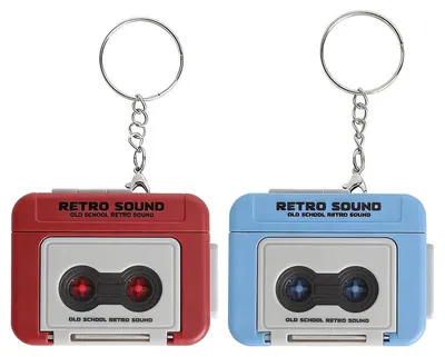 Produktbild von 2er Set Mini Kassettenrecorder als Schlüsselanhänger – Retro Kassettenspieler mit Aufnahmefunktion – 30 s Sprachaufnahme & 3 Songs, vintage für Paare & Freunde
