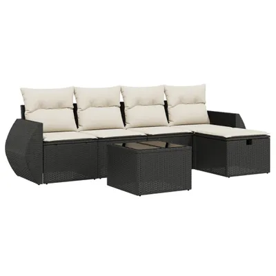 Produktbild von vidaXL 6-tlg. Garten-Sofagarnitur mit Kissen Schwarz Poly Rattan