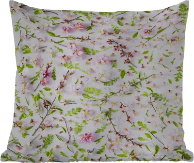 Produktbild von MuchoWow® Outdoor Kissen - Ein weißes und rosa Blumenmuster - 45x45 cm - Wetterfest - Lounge Kissen - Fotokissen - Dekoratives Kissen