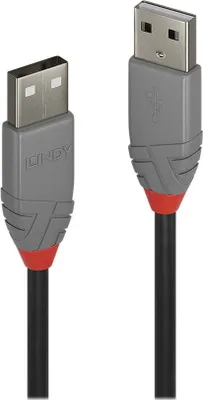 Produktbild von Lindy 36691, 0,5 m, USB A, USB A, USB 2.0, 0,48 Gbit/s, Schwarz, Grau