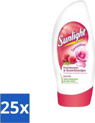 Productafbeelding van Sunlight douchegel – pH-neutraal – rozen- en frambozengeur – 250 ml - voordeelverpakking - 25 stuks