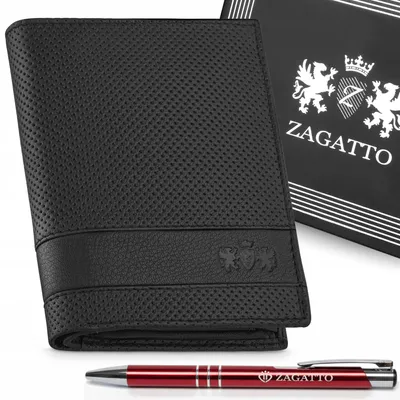 Zdjęcie produktu dla Portfel męski skórzany pionowy czarny elegancki ochrona kart RFID ZAGATTO