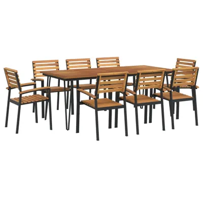 Immagine prodotto di Set Pranzo da Giardino 9 pz Legno Massello di Acacia e Metallo