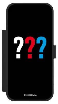 Produktbild von NIVOCASE Klapphülle für Apple iPhone 17 Pro Max  Handyhülle aus Kunst Leder NIVOflip schwarz Logo Offizielles Lizenzprodukt Die drei ???