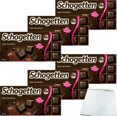 Produktbild von Schogetten Edel Zartbitter Schokolade 50% Kakao 6er Pack (6x100g Packung) + usy Block