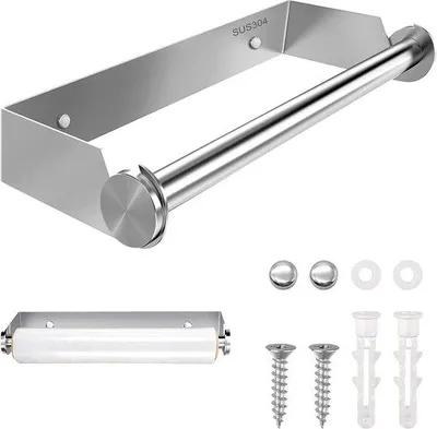 Produktbild von Küchenrolle ohne Bohrungen, Wandmontage, Edelstahl, Silber, 28 cm