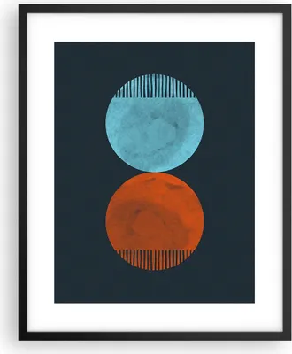 Produktbild von Gerahmtes Poster - Schwarzer Rahmen - Abstraktion Blau Rot - 40x50 cm - Wand Bild - Wanddeko - Wandbilder - Kunstposter - Wandposter - Bilderrahmen - Bilder - Kunstdruck - P2BPA40x50-4720