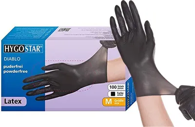 Produktbild von HYGOSTAR Latex Handschuh "DIABLO" HYGOSTAR M schwarz 100 Stück
