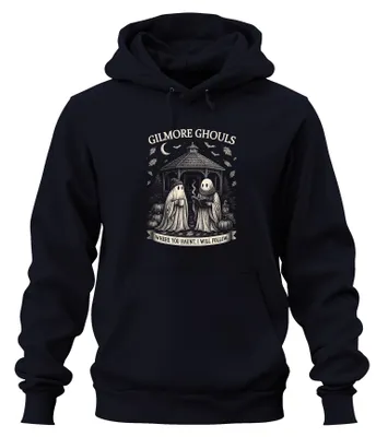 Zdjęcie produktu dla Gilmore Ghouls, gdzie się udasz, podążę za tobą Geister Halloween Kürbis Uni  Hoodie Kapuzenpullover, Navy, M