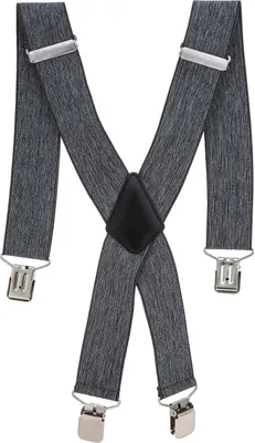 Produktbild von Graue X-Form Hosenträger mit 4 rostfreien Clips, 120 cm Länge und 5 cm Breite
