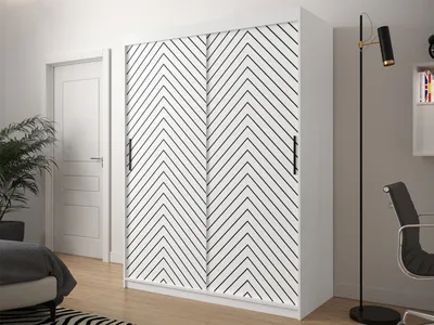 Obrázek produktu pro Šatní skříň 150 cm s posuvnými dveřmi ORIOT - bílá / černá