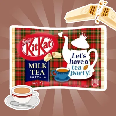 Produktbild von 1x Kit Kat Mini Milk Tea – Knusprige Schokoladen-Waffeln mit cremigem Milchtee-Geschmack (1x81.2g)+Heartforcards Versandschutz