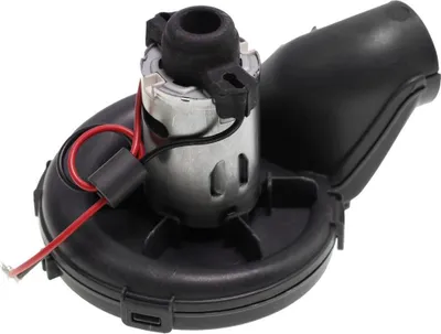 A close-up studio shot of a vacuum cleaner motor assembly.