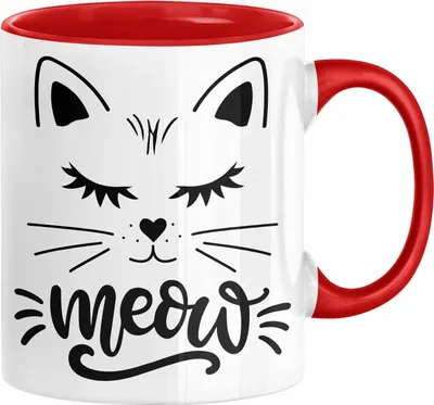 Produktbild von Katzen-Besitzerin Tasse Geschenk Meow Katze Geschenkidee Miau Katzen Mama  Kaffee-Becher (Rot)