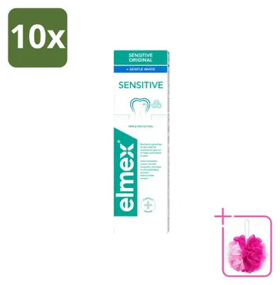 Imagen del producto de 10 tubos de pasta dental Elmex Gentle White - Protección triple - 75 ml - Paquete económico - 10 unidades