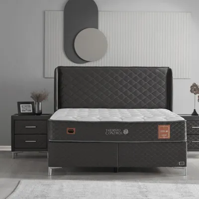 Produktbild von Bambi Boxspringbett 160x200 mit Bettkasten mit Matratzen Thermo Control Set Stauraum 7-Komfortzonen H3 (Anthrazit )