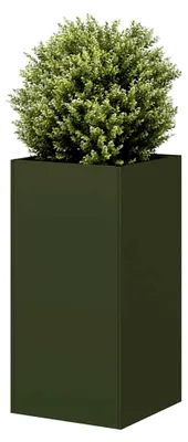 Produktbild von Pflanzkübel Olivgrün 40x40x80 cm aus kaltgewalztem Stahl für Garten, Balkon und Terrasse