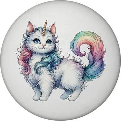 Produktbild von Einhorn-Katze Magnet mit Flaschenöffner rund