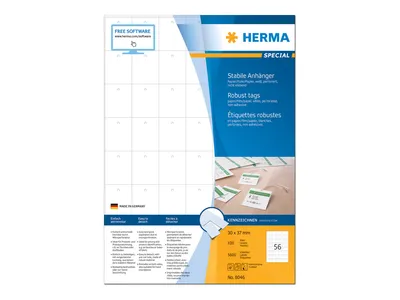Obrázek produktu pro HERMA Special - Papír - perforovaný - bílý - 35 x 59,4 mm 3000 štítků (100 listů x 30)